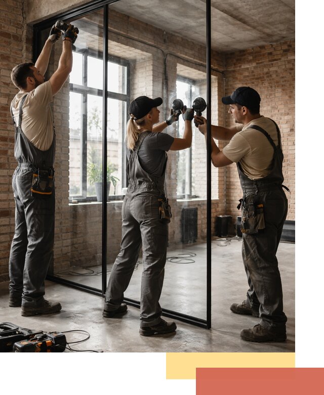 Стеклянные перегородки лофт — изготовление и монтаж в Рославле