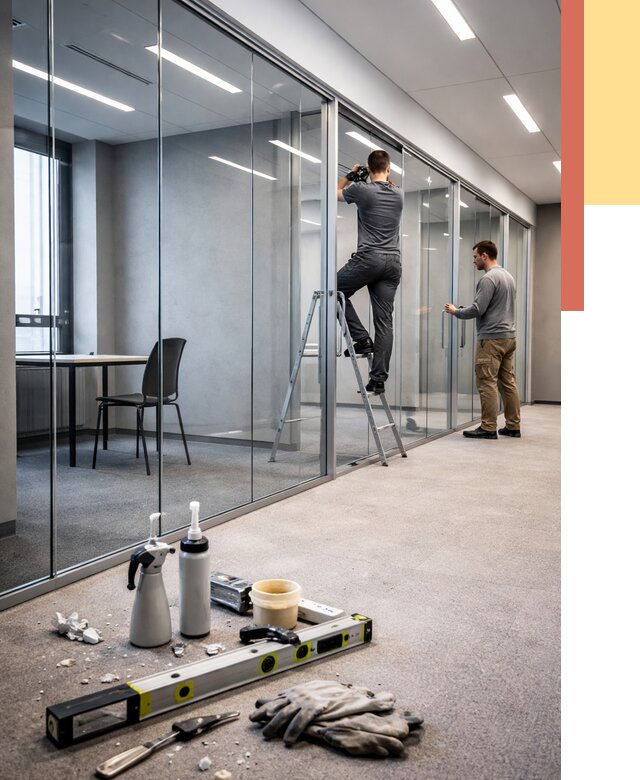 Стеклянные офисные перегородки в Рославле от 8735 руб. — монтаж и установка | ОТДЕЛОЧНИК-Рлв