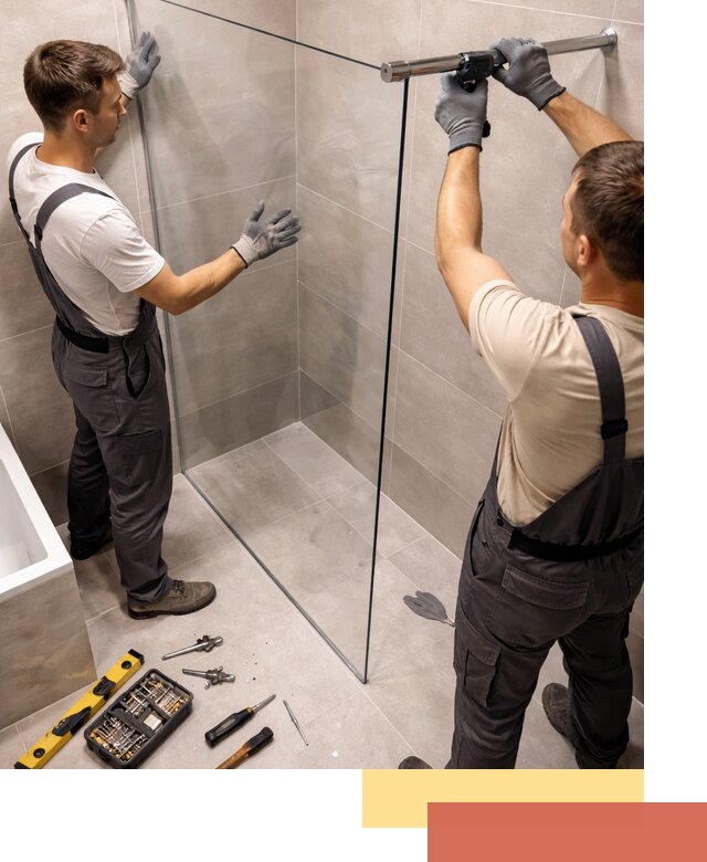 Стеклянные перегородки для душа в Рославле — изготовление и монтаж