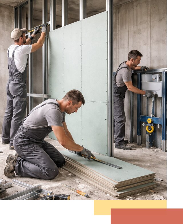 Монтаж и ремонт сантехнических перегородок в Рославле