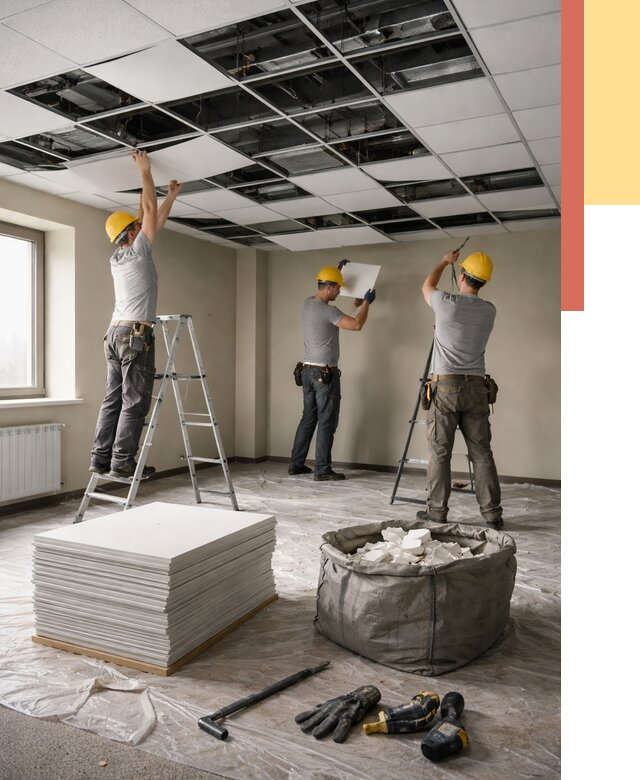 Демонтаж потолка Армстронг в Рославле от 4624 руб. быстро и недорого | ОТДЕЛОЧНИК-Рлв