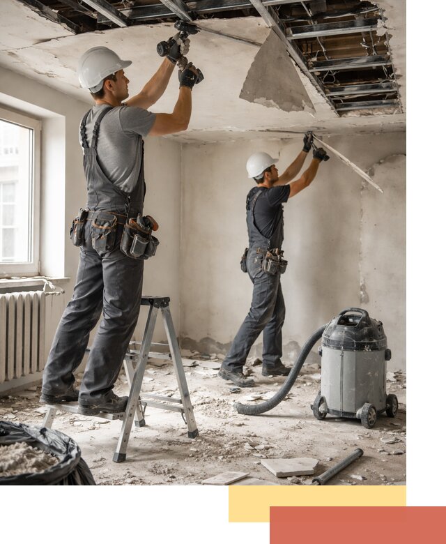 Демонтаж гипсокартонного потолка в Рославле быстро и аккуратно