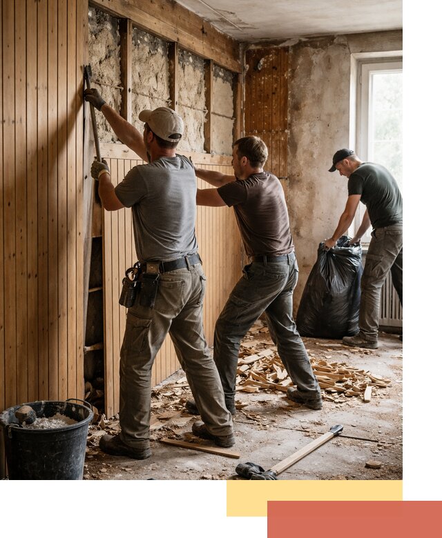 Демонтаж вагонки и вывоз материалов в Рославле