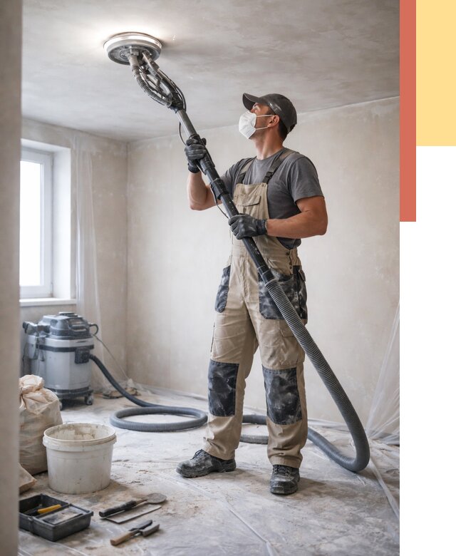 Шлифовка потолка в Рославле от 3597 руб. — услуги шлифования потолка | ОТДЕЛОЧНИК-Рлв