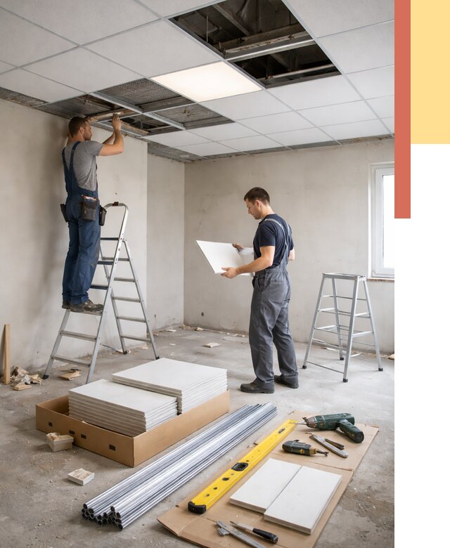 Монтаж потолка армстронг в Рославле от 4624 руб/м2 — быстрая установка под ключ | ОТДЕЛОЧНИК-Рлв