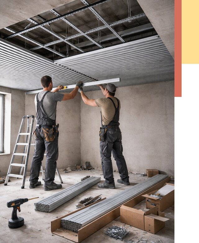 Монтаж реечного потолка в Рославле от 4624 руб. под ключ | ОТДЕЛОЧНИК-Рлв