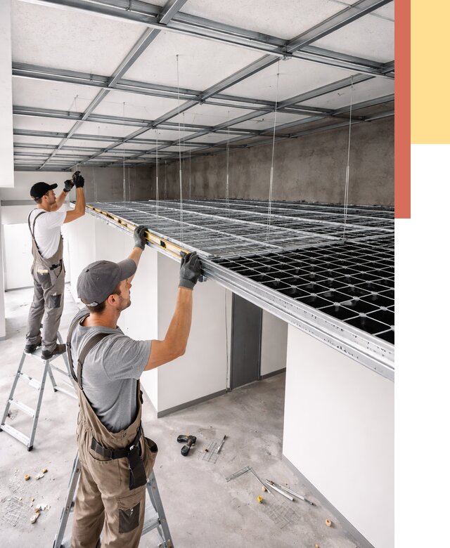 Монтаж потолка грильято в Рославле от 462 руб./м² — быстрая сборка под ключ | ОТДЕЛОЧНИК-Рлв