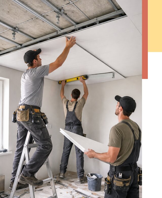 Монтаж потолка из ПВХ панелей в Рославле от 3597 руб./м2 — быстро и недорого | ОТДЕЛОЧНИК-Рлв