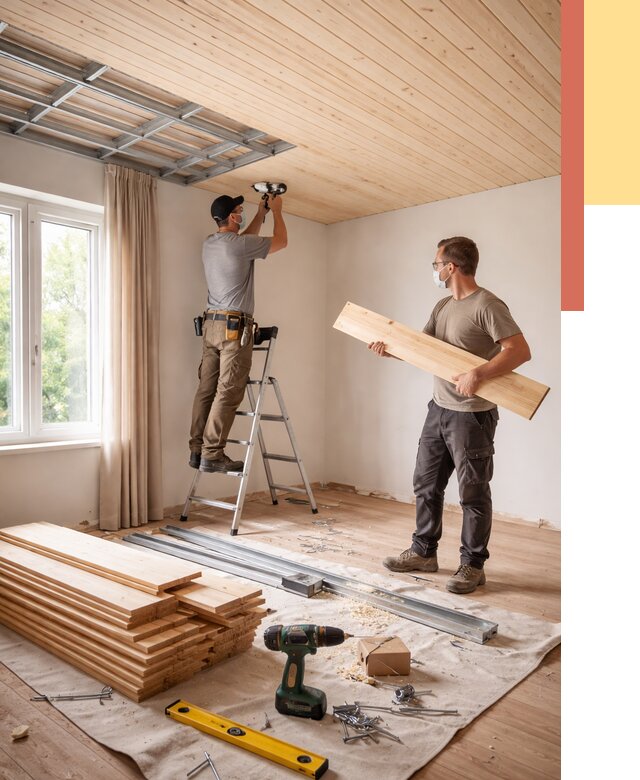 Монтаж потолка из вагонки в Рославле от 6679 руб. | Быстро и недорого — ОТДЕЛОЧНИК-Рлв