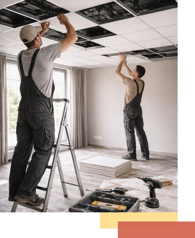 Замена плит подвесного потолка в Рославле быстро и качественно