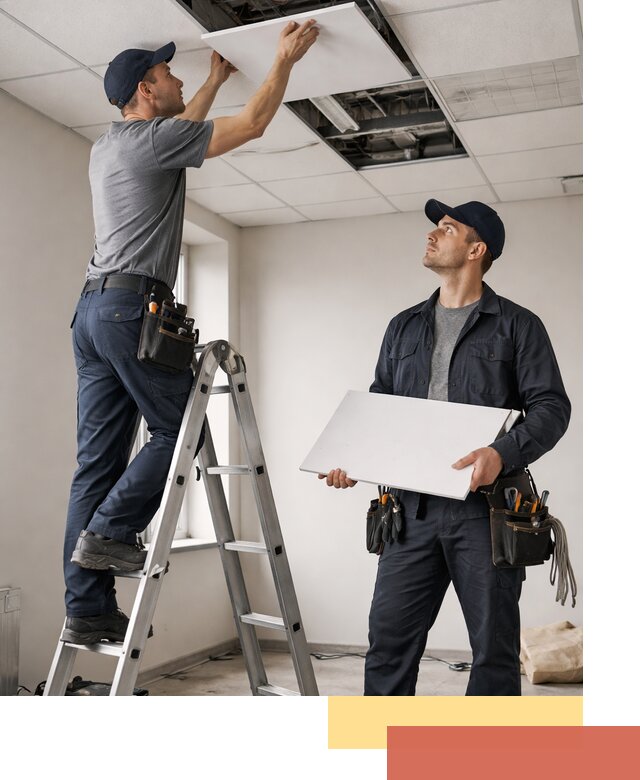 Обслуживание подвесного потолка в Рославле — ремонт и чистка