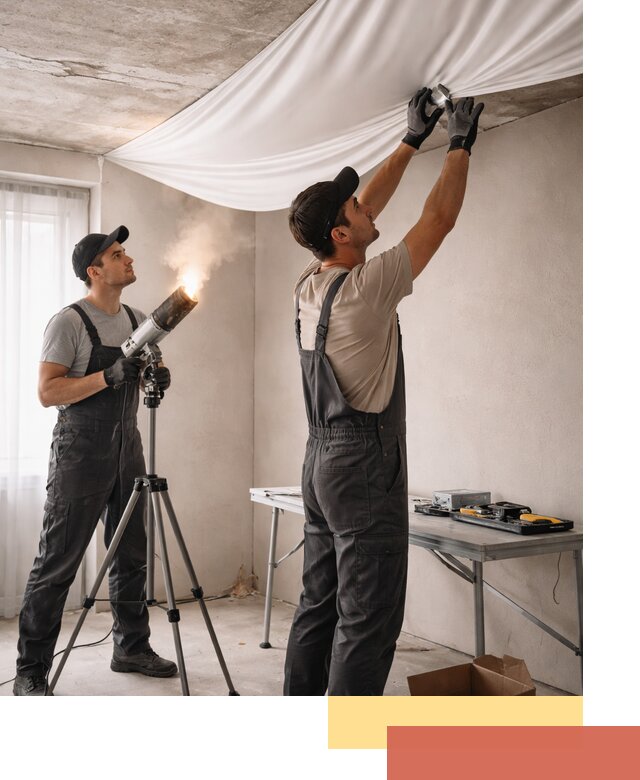 Установка натяжного потолка под ключ в Рославле