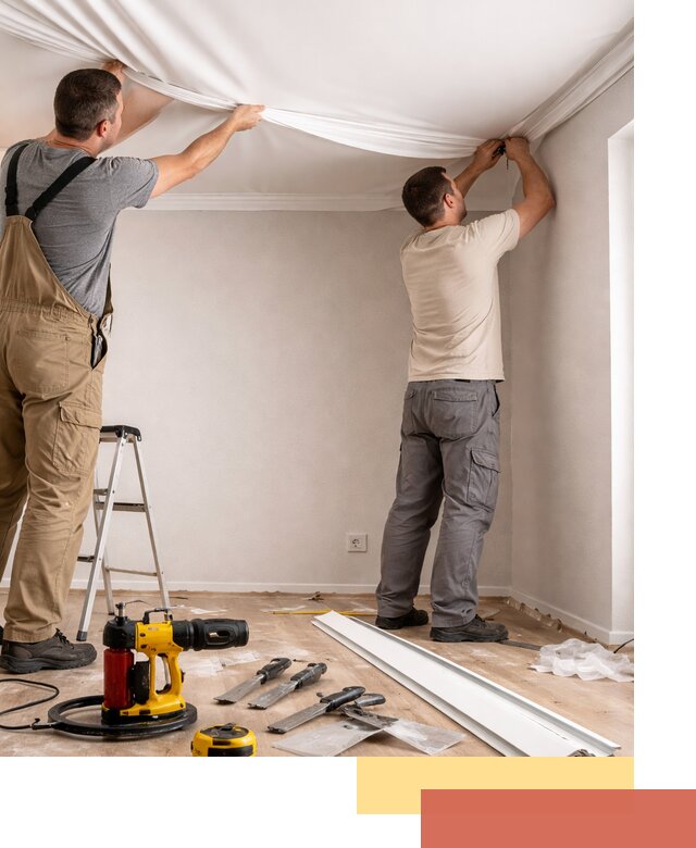 Монтаж ПВХ натяжного потолка в Рославле качественно и быстро