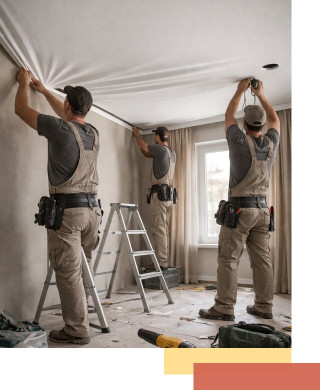 Монтаж матового натяжного потолка в Рославле качественно и быстро