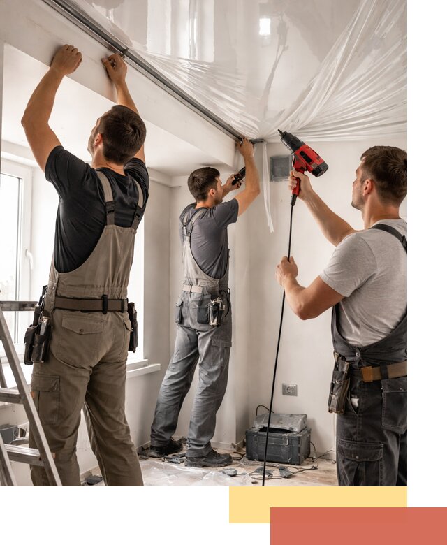 Монтаж глянцевого натяжного потолка в Рославле быстро и качественно