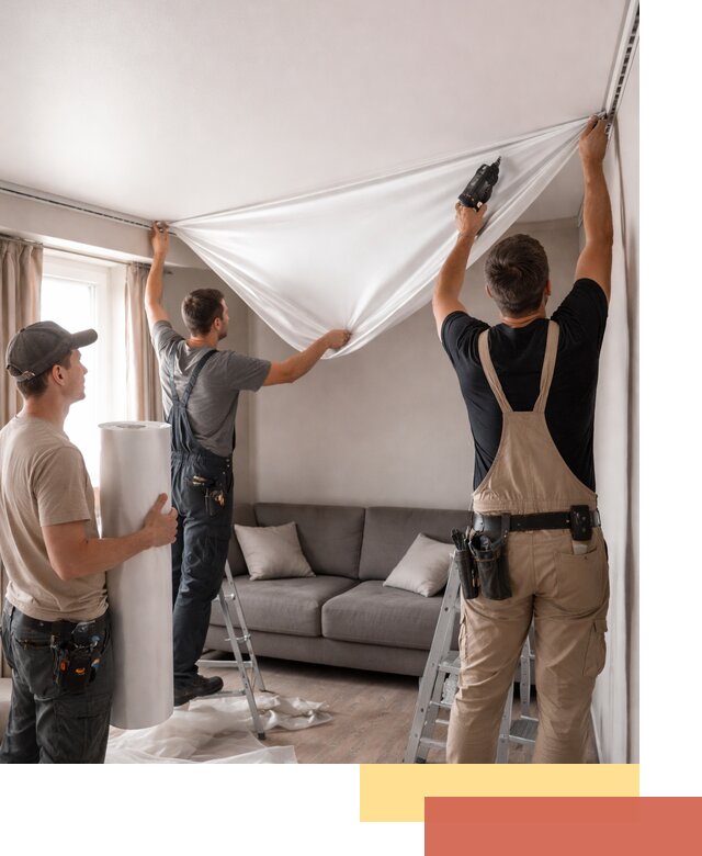 Монтаж сатинового натяжного потолка в Рославле качественно и быстро