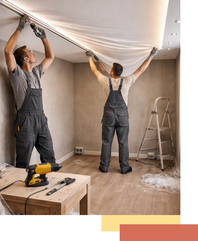 Монтаж натяжного потолка с подсветкой в Рославле цена и сроки