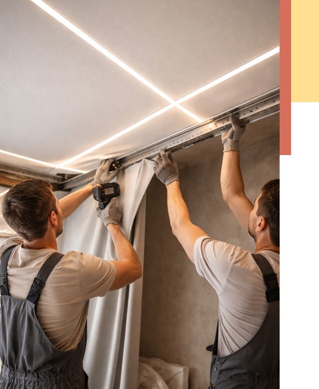 Монтаж натяжного потолка со световыми линиями в Рославле от 1233 руб. | ОТДЕЛОЧНИК-Рлв