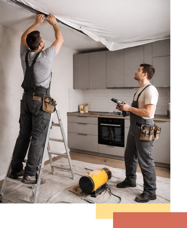 Монтаж натяжного потолка на кухне в Рославле