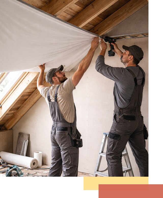 Монтаж натяжного потолка в мансарде в Рославле