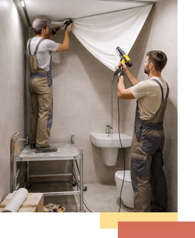 Монтаж натяжного потолка в санузле в Рославле