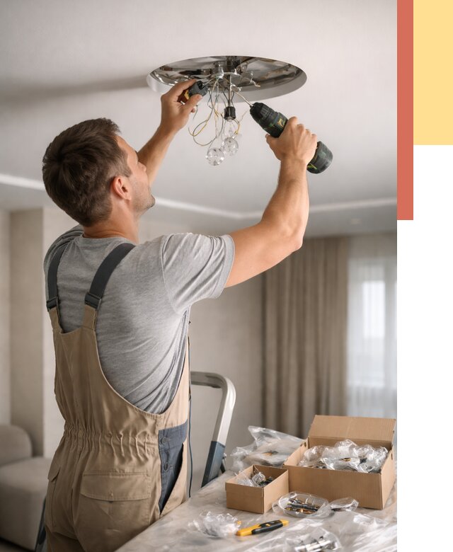 Установка люстры в натяжной потолок в Рославле от 1233 руб. | Быстро и недорого — ОТДЕЛОЧНИК-Рлв