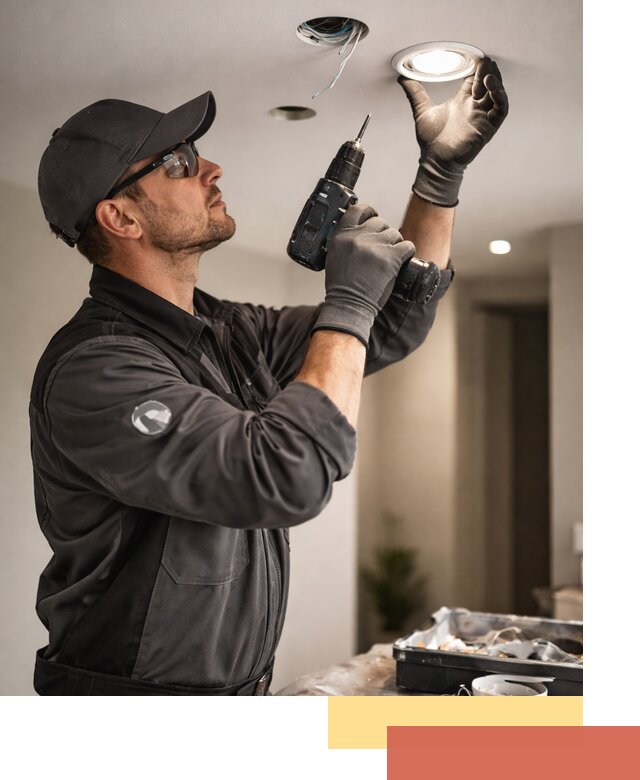 Установка точечных светильников в натяжной потолок в Рославле