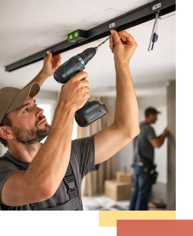 Установка трековых светильников в натяжной потолок в Рославле