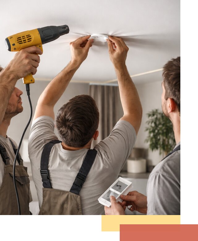 Ремонт прокола полотна натяжного потолка в Рославле