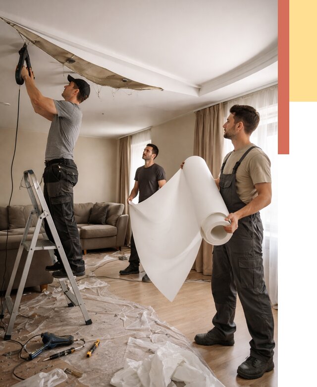 Замена полотна натяжного потолка в Рославле от 9762 руб. быстро и недорого | ОТДЕЛОЧНИК-Рлв