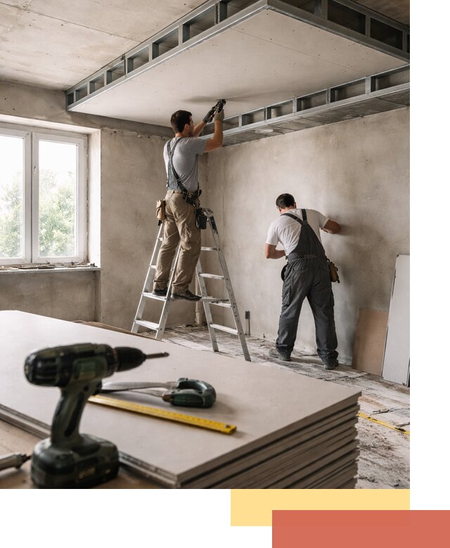 Двухуровневый потолок из гипсокартона в Рославле