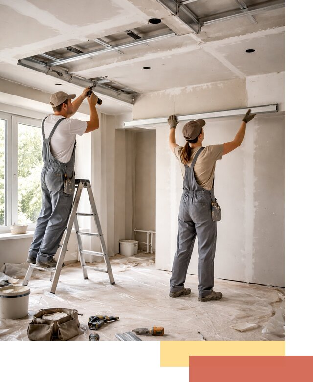 Монтаж многоуровневого потолка из гипсокартона в Рославле