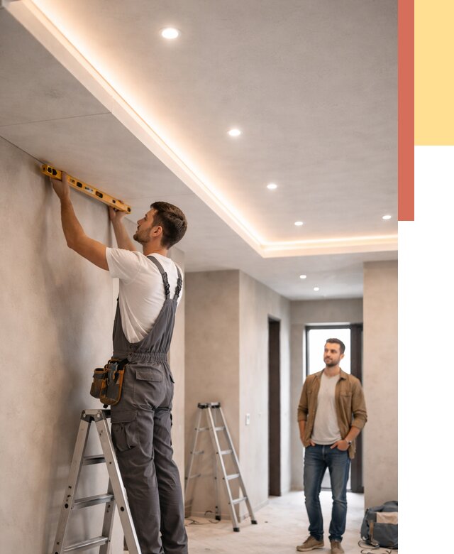 Потолок из гипсокартона с подсветкой в Рославле от 771 руб./м2 под ключ | ОТДЕЛОЧНИК-Рлв