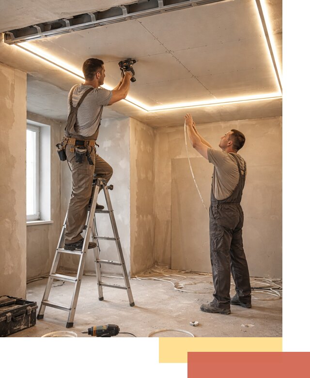 Потолок из гипсокартона с подсветкой в Рославле