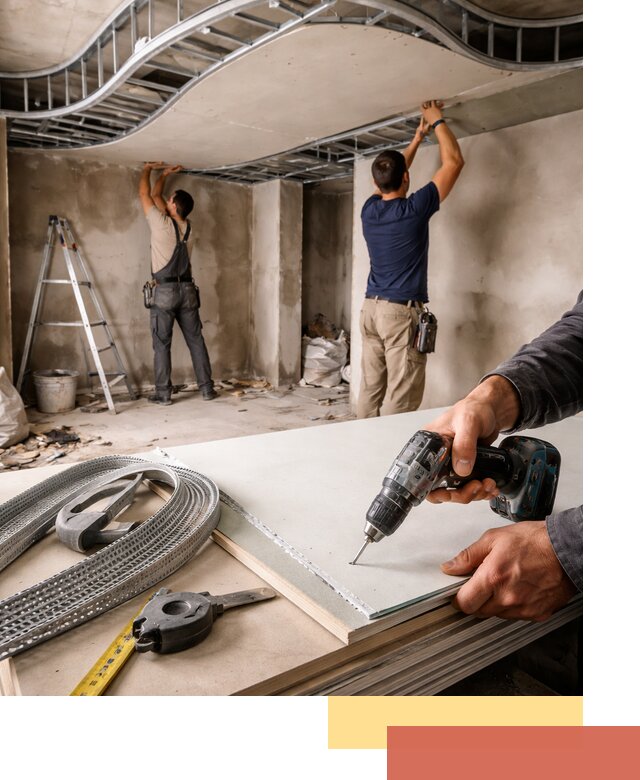 Криволинейный потолок из гипсокартона в Рославле — монтаж и отделка