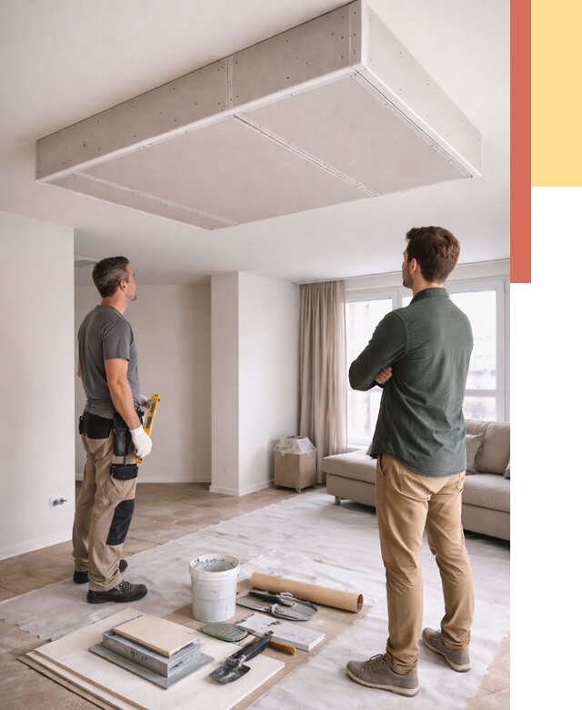 Короб на потолке из гипсокартона в Рославле от 2261 руб. — монтаж и услуги под ключ | ОТДЕЛОЧНИК-Рлв