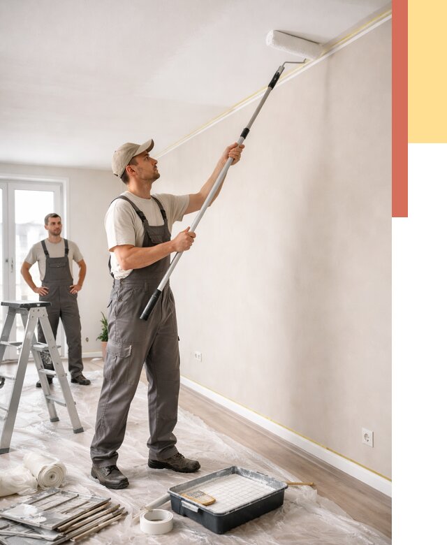 Покраска потолка из гипсокартона в Рославле от 4624 руб./м2 — услуги под ключ | ОТДЕЛОЧНИК-Рлв