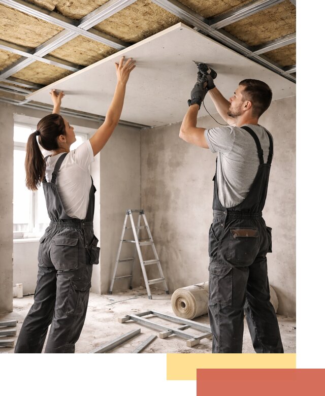 Звукоизоляция потолка из ГКЛ в Рославле профессионально и надежно