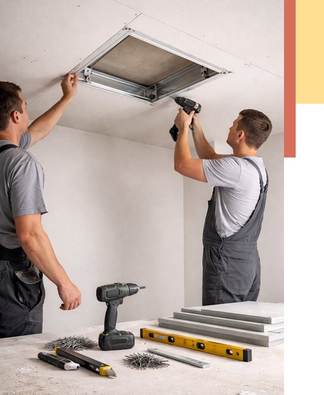 Установка люка в потолок ГКЛ в Рославле от 2569 руб. под ключ | ОТДЕЛОЧНИК-Рлв