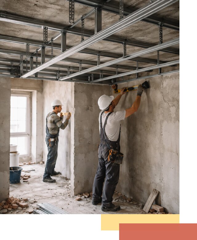 Монтаж каркаса потолка из профильного профиля в Рославле