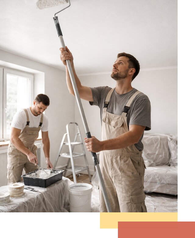 Покраска потолка водоэмульсионной краской в Рославле