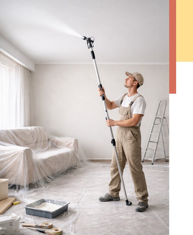 Покраска потолка краскопультом в Рославле от 4624 руб. быстро и недорого | ОТДЕЛОЧНИК-Рлв