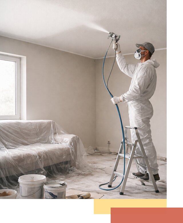 Покраска потолка краскопультом в Рославле быстро и качественно