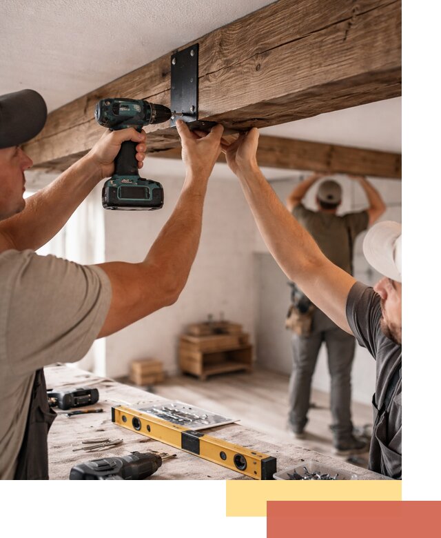 Монтаж декоративных потолочных балок в Рославле