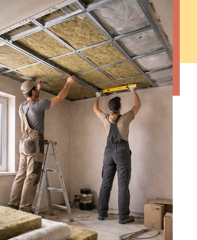 Шумоизоляция потолка в Рославле от 1285 руб. под ключ — услуги ОТДЕЛОЧНИК-Рлв